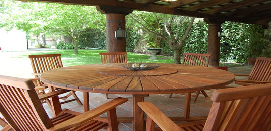 Mesa redonda de exterior de madera tzalam