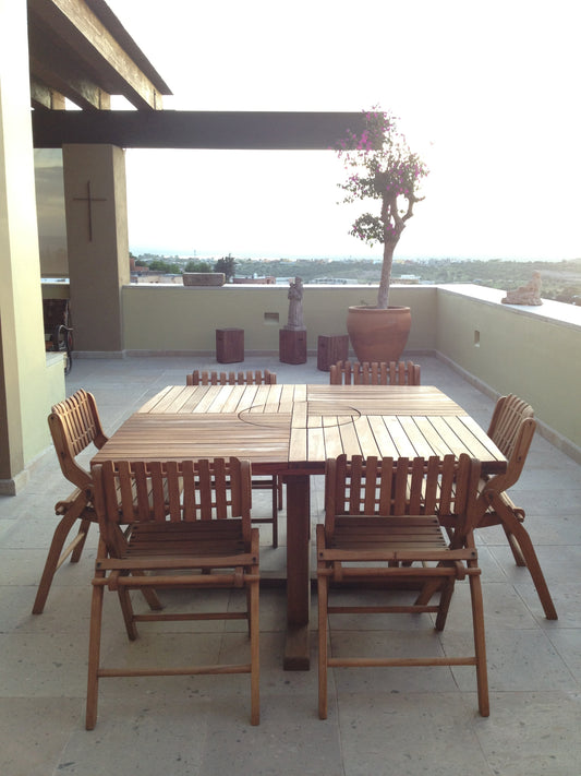 Mesa y sillas de patio de madera tzalam